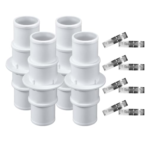 Lergas Schlauchverbinder, Pool Schlauchverbinder 32mm auf 38mm Ø Set mit Schlauchschellen, Pool Schlauchadapter, Doppelschlauchtülle, Poolschlauch Zubehör (4 Set) von Lergas