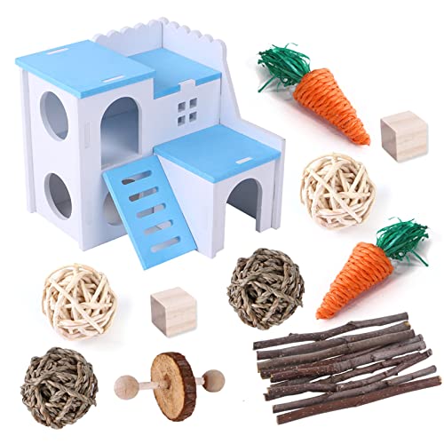 Lerpwige 11PCS Hamster Spielzeug Groß Käfig Spielzeug Hängen Rattan Bälle Kauen Spielzeug Vogelkäfig Zubehör Wellensittiche Kautable Spielzeug Pet Favor von Lerpwige