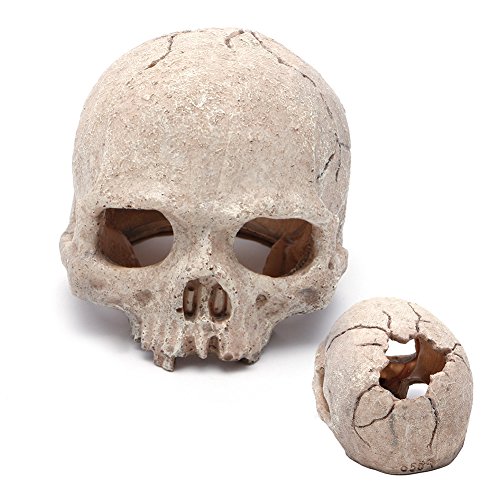 Lerpwige Fischtankdekoration Aquarium Hideaway Grueky Skull Thema Harz Ornament Rock Höhle Landschaft Schmuck Schmuck von Lerpwige