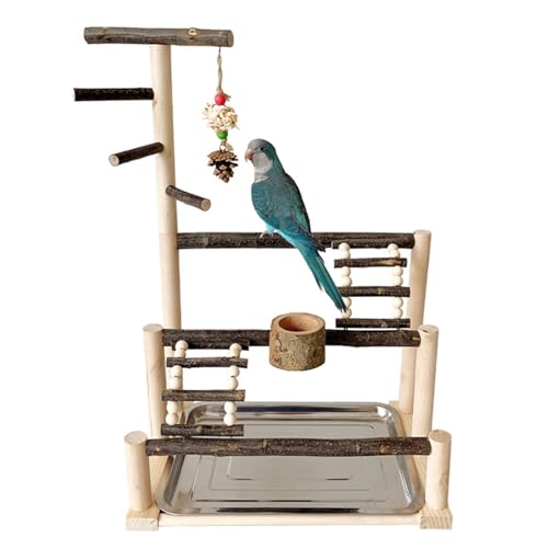 Vogel-Trainingsschaukel Ständer Desktops mehrere funktionale Papageien-Sitzstange mit Futterschalen für kleine und große Sittiche von Lerpwige