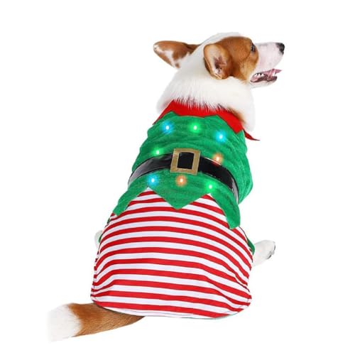 Winter Hundeweste Kleidung Weihnachtskostüm für kleine Hunde bis große Hunde (Rot + Grün) Elfenkleidung Rot und Grün Elf Bekleidung Hund Weihnachtskostüm Klein von Lerpwige