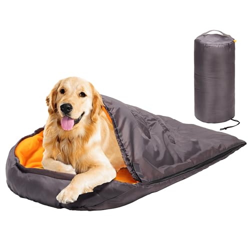 Lifeunion Hunde-Schlafsack, wasserdicht, warm, verstaubar, für Reisen, Camping, Wandern, Rucksackreisen (Grau + Orange) von Less bad