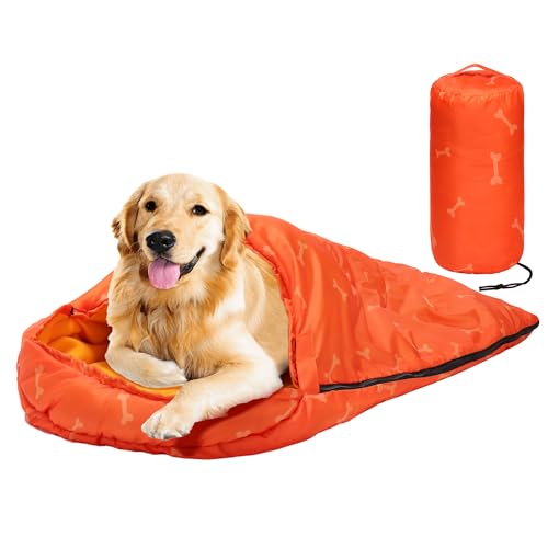 Lifeunion Hundeschlafsack, wasserdicht, warm, verstaubar, für Reisen, Camping, Wandern, Rucksackreisen (Orange) von Less bad