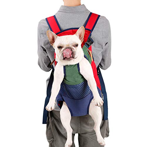 Lifeunion Hundetragetasche mit Beinen, freihändig, verstellbar, für kleine mittelgroße Hunde, Katzen, Motorrad, Wandern, Spazierengehen (Grün + Blau) von Less bad