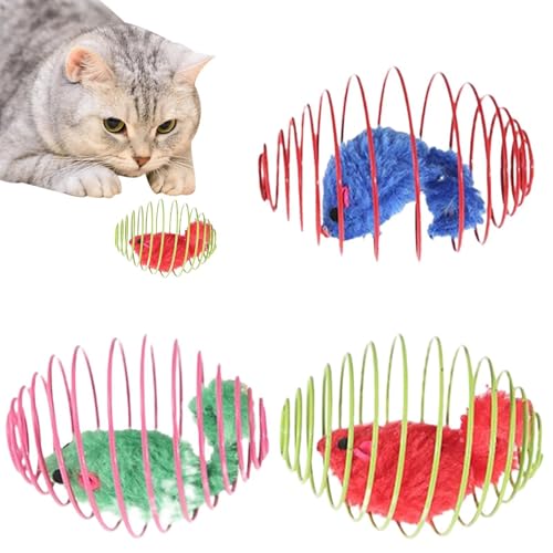 Lesunbak Katzenspielzeug für Indoor-Kätzchen, lustiges bissfestes Frühlingsspielzeug für Katze, tragbare Kätzchenbälle, niedliche Tierpuppe für Unterhaltung, Spielen, Trainieren, Entspannen von Lesunbak