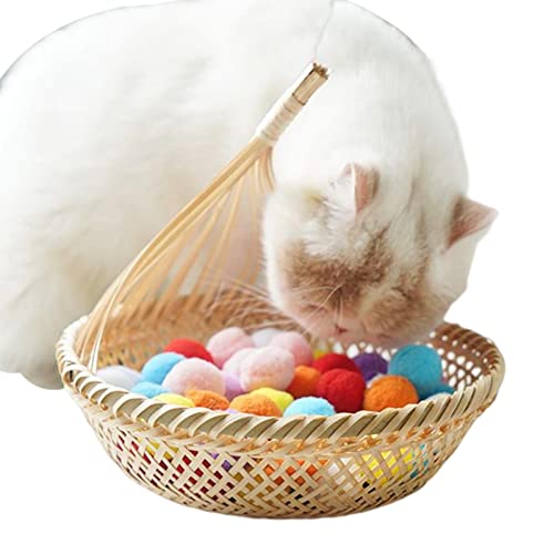 Lesunbak Katzenspielzeugball, Katzenspielzeug für Katzenbälle im Innenbereich - Flauschige Bälle für Katzen 12 Stück,Elastische weiche Pom-Pom-Bälle für Kätzchen, interaktive Plüschspielzeugbälle für von Lesunbak