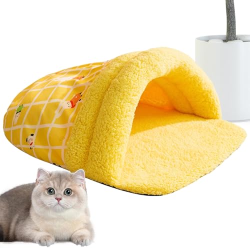 Lesunbak Weiches Haustierbett in Hausschuhform, Höhle Katzenbett, Katzenschlafsack, faltbares Katzennest, bezaubernd, halbgeschlossen, warm, schlafender Hundekorb, Bett für Katzen, kleine Hunde von Lesunbak