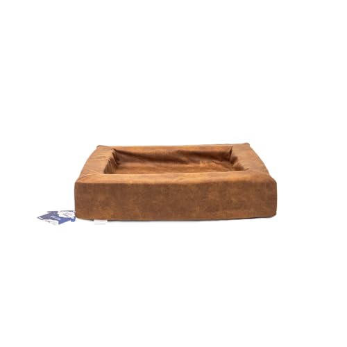 Let's Sleep Comfy Cushion - Hundekissen - Hundekorb - Erhöhter Rand - Schaumstoff - 60 x 50 x 12 cm - M - Cognac von Let's Sleep