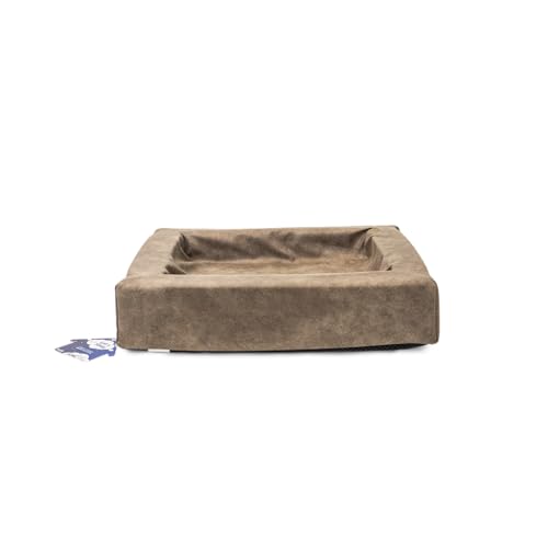 Let's Sleep Comfy Cushion - Hundekissen - Hundekorb - Erhöhter Rand - Schaumstoff - 60 x 50 x 12 cm - M - Taupe von Let's Sleep