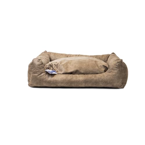 Let's Sleep Sweet Dreams - Hundekissen - Hundekorb - Anti-Rutsch - 100 x 70/85 x 60 cm - L - Taupe von Let's Sleep