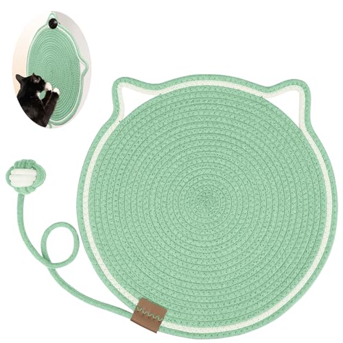 Kratzmatte für Katzen, natürliches Baumwollseil, 39 cm, rund, horizontal, Boden-Kratzpads für Innenkatzen, Katzenmöbelschutz für Wand, Couch, Teppiche, Sofas von Letalong