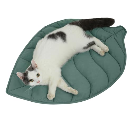 Letalong Niedliches Katzenbett in Blattform, 70 x 50 cm, Baumwolle, gemütlich, beruhigend, für Katzen und kleine Hunde, maschinenwaschbar, weiche Wendeunterlage für Haustiere von Letalong