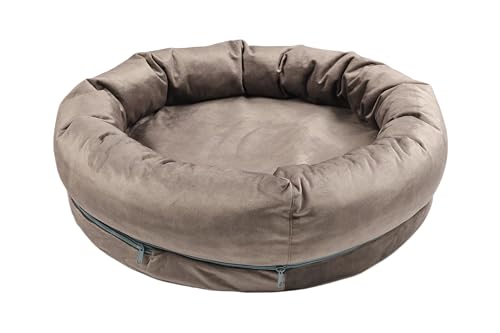 Letti Moderni Haustierbett Soffy Kiss – Orthopädisches Hundebett & Katzenbett – Weiches & Waschbares Kissen – Rutschfest & Kuschelig – Ideal für kleine & große Haustiere (Braun, 90 cm x 110 cm x 6 cm) von Letti Moderni