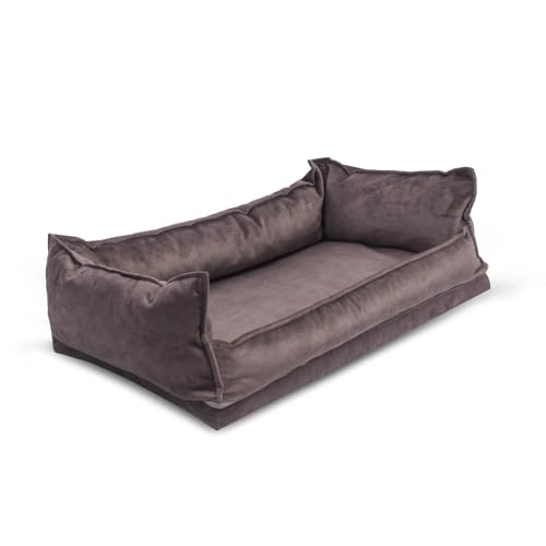 Letti Moderni Haustierbett Soffy Nest – Hundebett & Katzenbett mit weichem Kissen – Gemütlich & rutschfest – Waschbarer Bezug – Perfekt für kleine & große Haustiere (Braun, 50 cm x 70 cm x 6 cm) von Letti Moderni