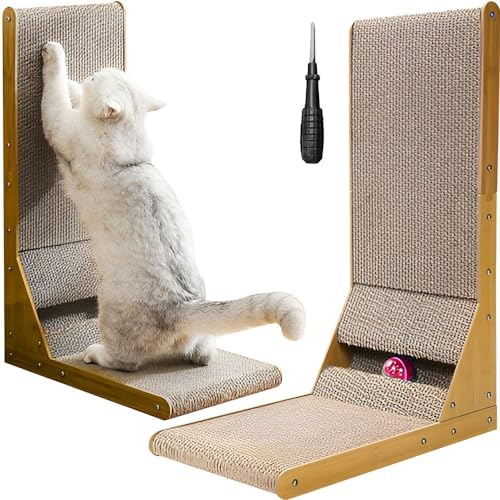 LEVEL25 Kratzbaum für Wand und Boden mit Spielzeug für Katzen, Wellpappe, inkl. Katzengras, Katzenminze, Kratzmatte aus recycelbarem Karton von Level25