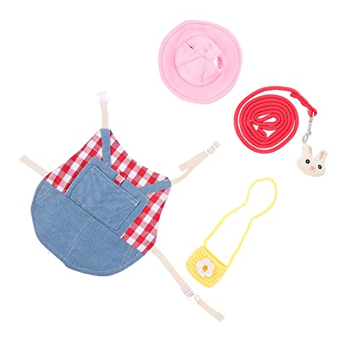 Levemolo 1 Satz Hasenkleidung Bunny Suit hasenmüzte Animal Costume Kaninchenkleidung Hasen Spielzeug Hasenleine Kaninchen-Leine Hasen-Geschirr-Kit Outdoor-Hasen-Kleidung Baumwolle rot von Levemolo