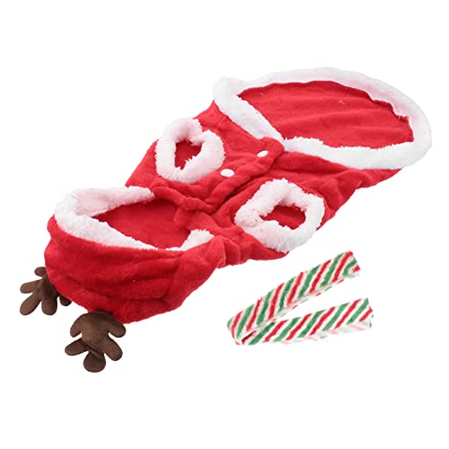 Levemolo Haustier Weihnachten Rentier Outfit Hund Katze Kleidung Warmer Schal Festlicher Haustiermantel von Levemolo