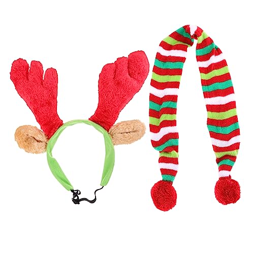 Levemolo 1 Satz Haustier-Weihnachtsset Weihnachtsoutfits für Hunde Rentierkostüm für Haustiere hundeschal Weihnachten Dog Christmas Costume Weihnachtsschal Geweih Stirnband Polarfleece von Levemolo