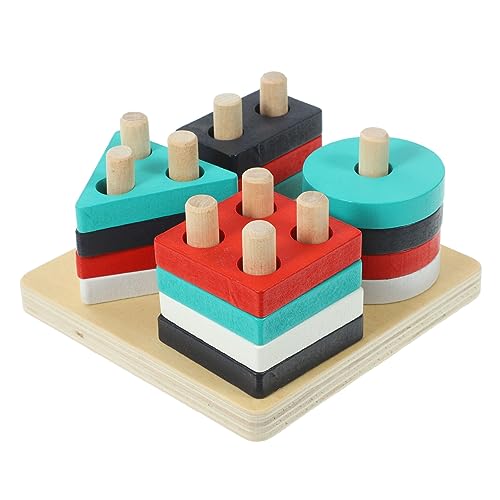 Levemolo Spielzeug 1 Satz Papagei Holzblock Vogel-holzblock-Puzzle Lernspielzeug Für Sortierbehälter Für Vogelspielzeug Papageienspielzeug Holz Vier Sätze Von Säulen Beissen Kind Hölzern von Levemolo