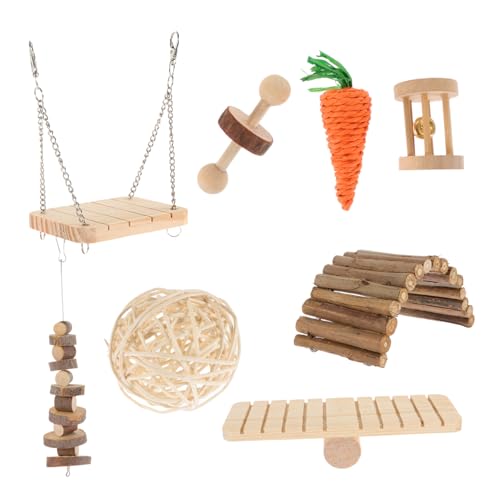 Levemolo Schaukel-Set aus Holz für Hamster Kaninchen Meerschweinchen Haustier-Spielhaus-Spielzeug sicheres Beißspielzeug für Kleintiere von Levemolo