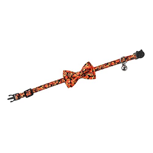 Levemolo 1stk Halloween-Kragen Welpenhalsband Schleife Halskette Skelett Kostüm Katzenhalsbänder Katzenschleifenhalsband Halloween-haustierkostüm Kürbis Hund Baumwolle Polyester Orange von Levemolo