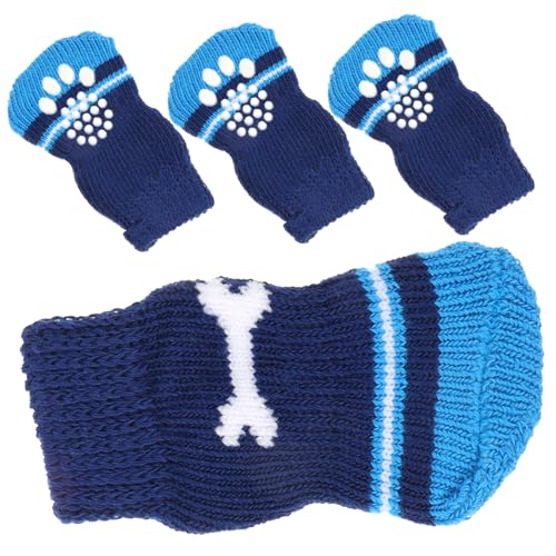 Levemolo 2 Paar Haustier socken Tragbare Socken für Haustiere Welpenbedarf Chihuahua socken hundesocken verschleißfester Hundepfotenschutz atmungsaktive Baumwollsocken Baumwolle Navy von Levemolo