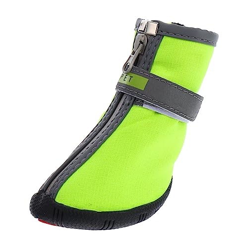 Levemolo 2 Paar Haustierschuhe Schneeschuhe für kleine Hunde Regenstiefel für Hunde hundeschuhe Winterschuhe für Hunde Haustier Kurze Stiefel Hundepfotenschutz Reflektierendes Band Green von Levemolo