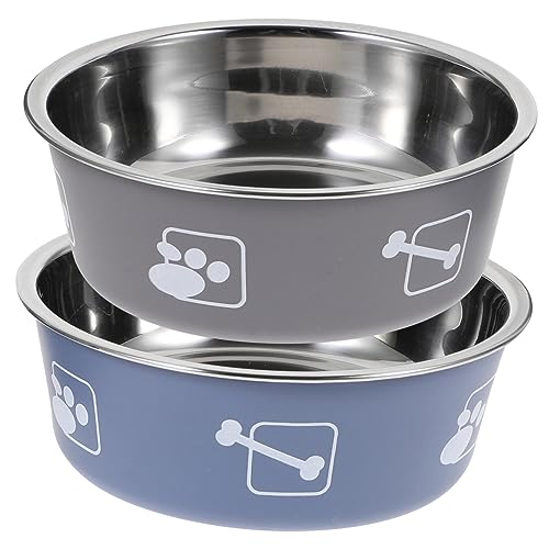 Levemolo 2St Haustiernapf aus Edelstahl Behälter für Hundefutter Rutschfester Hundenapf Katzennapf pet Feeder pet Water Bowl Haustierfutterhalter Hundenapf für den Haushalt Rostfreier Stahl von Levemolo