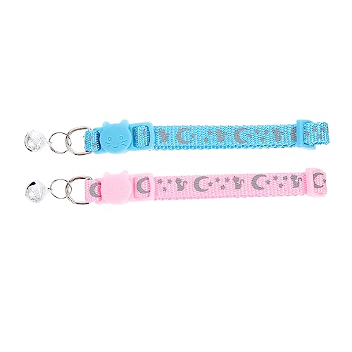 Levemolo Katzenhalsband aus Nylon reflektierende Sterne abreißbar verstellbar für Jungen Katzen Haustierhalsband Glocke für den Außenbereich von Levemolo