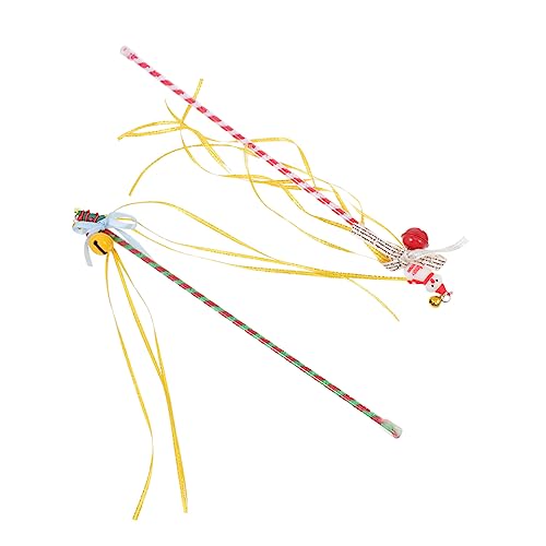 Levemolo 2st Haustier Katze Teaser Streichelstock Für Haustiere Neckende Stöcke Hundezauberstab Spielzeug Kätzchen-Sticks Katze Necken Stangen Katzen-Teaser-zauberstab Katzenspielzeug PVC von Levemolo