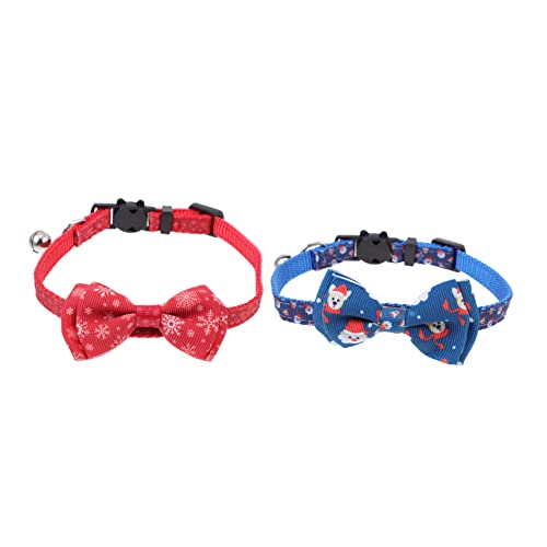 Levemolo 2st Haustierhalsband Fliege Katzenhalsband Weihnachtskatzenhalsband Fliege Hundehalsband Mit Glocken Schleifen Für Abbrechbares Katzenhalsband Mit Fliege Polyester von Levemolo