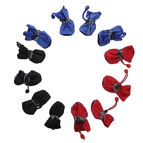 Levemolo Regenstiefel für Haustiere 3 Sets verdickte schneefeste Hundeschuhe wasserdichtes Nylon bequemes Baumwollfutter Seildesign von Levemolo