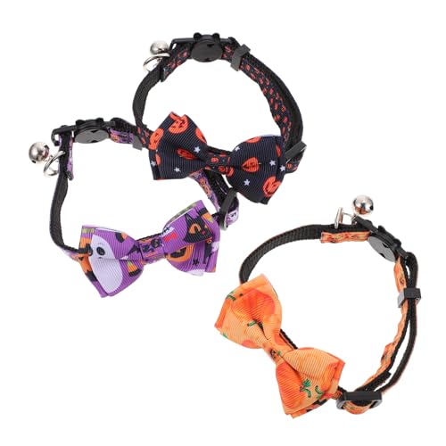 Levemolo 3 Stück Haustierhalsband Halloween Süß Mit Namensschild Katzen Katzenhalsband Kätzchen Katze Donut Entwurmungsglocken Katzenkamerahalsband Uk Katzenglockenkostüme von Levemolo