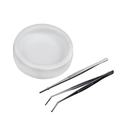 Levemolo 3 Teiliges Reptilien Futter Set Keramischer Futterbehälter Edelstahl Futterzange Gebogen Und Gerade Ideal Für Reptilienbedarf Futternapf Gebogene Zange 20cm Gerade von Levemolo