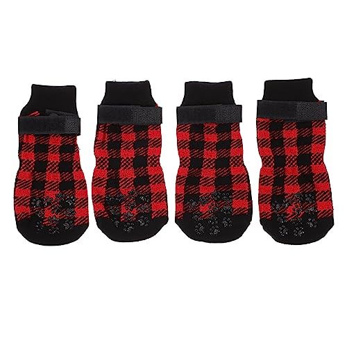 Levemolo 4 Stück Haustier Socken Rustikale Haustiersocken Weihnachtshaustiersocken Slip-katzensocken Weihnachtssocken Für Haustiere Hundeschuhe Feiertags-welpen-socken Reine Baumwolle von Levemolo