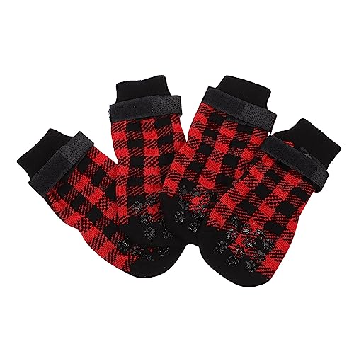 Levemolo 4 Stück Haustier Socken Welpensocken Kleine Hunde Socken Weich Hundestiefel Doppelseitige Hundesocken Weihnachtliche Gestrickte Katzensocken Hundepfotenabdeckung Reine Baumwolle von Levemolo