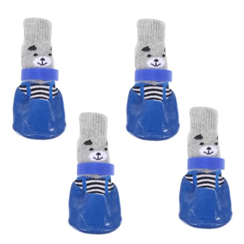 Levemolo 4 Stück Haustierschuhe Kompakte Hundesocken Socken Für Hunde Welpenzubehör Auswechselbarer Hundepfotenschutz Haustiersocken Atmungsaktive Baumwollsocken Baumwolle Sky-Blue von Levemolo