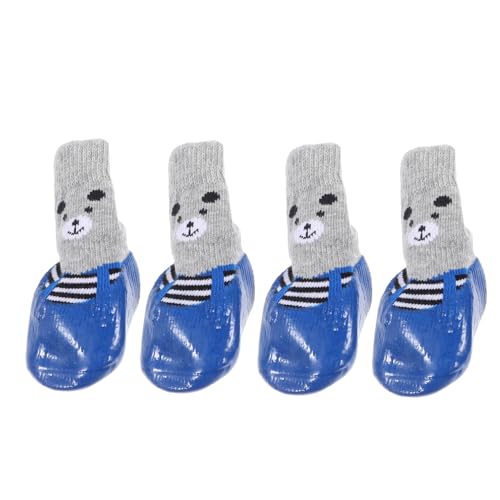 Levemolo 4 Stück Haustierschuhe hundepfoten hundezubehör Dog Accessories wasserfeste Schuhe Hunde Accessories Hundesocke Pfotenschutz Socken für Hunde Welpenbedarf Baumwolle Sky-Blue von Levemolo