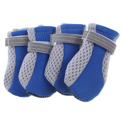 Levemolo 4 Stück Mesh-Schuhe Für Welpen Haustierschuhe Praktische Hundeschuhe rutschfeste Schuhe Heimtierbedarf Schuhe Für Hund Katzenschuhe Hundeschuhe Für Draußen Blue Atmungsaktives Netz von Levemolo