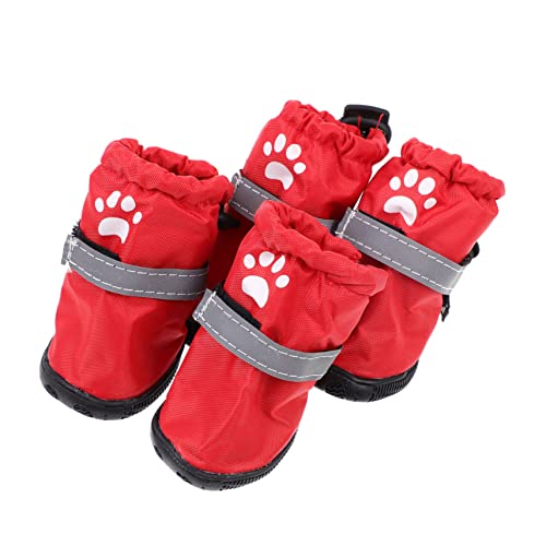 Levemolo Hunderegenschuhe Welpen-Nicht-Haustier-Stiefel Für Und Mittelgroße Hunde Bequeme Atmungsaktive Haustierschuhe Reflektierendes Design Rot Größe 5 von Levemolo