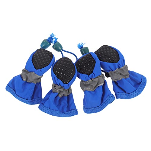 Levemolo 4 Stück wasserdichte Fußabdeckung für Haustiere Anti-Hunde-Stiefel Welpensocken und Schuhe Junge Stiefel pet paw Outdoor Schuhe Haustier Hund Fußschutz Outdoor-Schuhe Stoff Blue von Levemolo