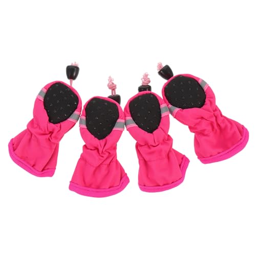 Levemolo 4 Stück wasserdichte Fußabdeckung für Haustiere Regenschuhe für Hunde Hundeschuhe für große Hunde pet Supplies Outdoor Schuhe Regenschuhe für Haustiere Haustier Stiefel Stoff Rosa von Levemolo