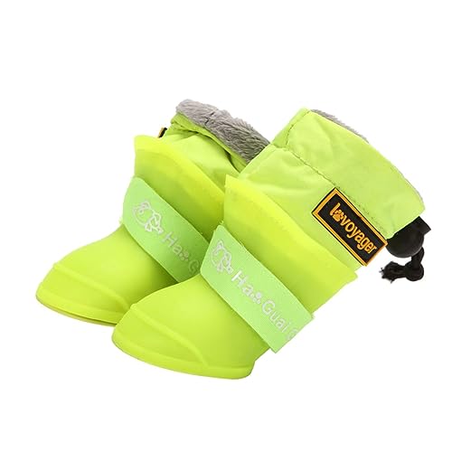 Levemolo 4 Stück wasserdichte Regenstiefel Für Haustiere Wasserdichter Stiefel Hundeschuhe Regenstiefel Für Welpen Katzenschuhe Booties rutschfeste Regenschuhe Pfote Green Kieselgel von Levemolo