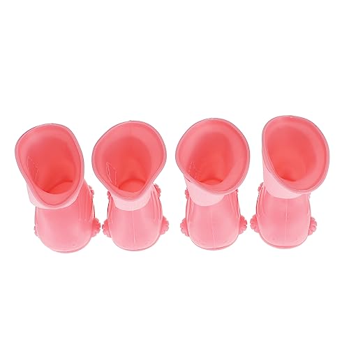 Levemolo 4 Stück wasserdichte Schuhe Regenschuhe Für Hunde Hunderegenstiefel Für Kleine Hunde Kleine Hundeschuhe Chihuahua-Schuhe Für Hunde Wasserdichtes Haustier Pfotenschutz Rosa Schritt von Levemolo