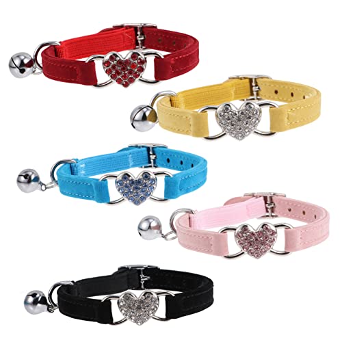 Levemolo 5pcs Pet Cat Kitten Verstellbare Kragen-sicherheits-Krawatte Mit Glocke Und Strass von Levemolo