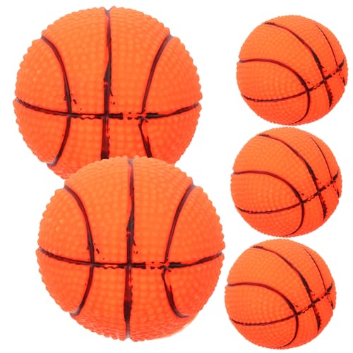 Levemolo 5st Hundespielzeugball Hund Quietscht Welpenspielzeug Kleine Hunde Cartoon-Basketball-hundespielzeug Hund Lustige Spielzeuge Basketballspielzeug Für Kleine Hunde Orange Vinyl von Levemolo