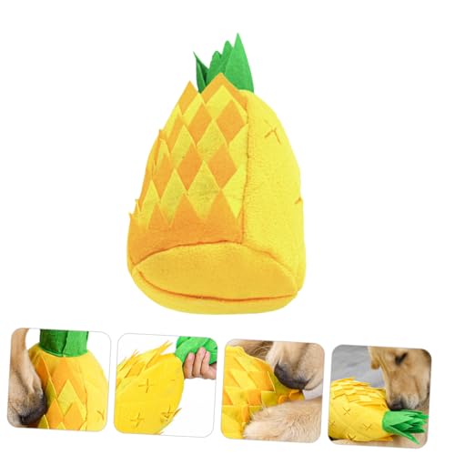 Levemolo Ananas-Spielzeug für Haustiere Lebensmittelspielzeug Nasenarbeitsspielzeug für Hunde stressabbau Spielzeug dekompressionsspielzeug Futterspender für Tierfutter Polarfleece Yellow von Levemolo