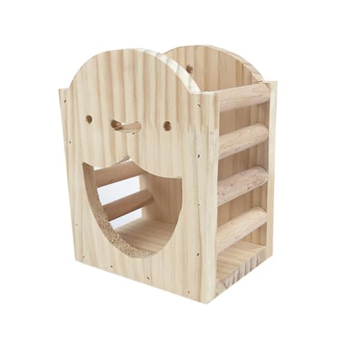 Levemolo Hamster Grasständer Futterautomat für Haustiere Futterhäuschen für Kaninchen Chinchilla Heuraufe Schwimmheuraufe Kleiner Futterautomat wandmontiertes Lebensmittelregal Holz Khaki von Levemolo