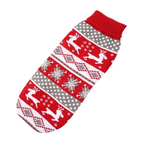 Levemolo Warmer Und Stilvoller Hundepullover Strickwaren Für Haustiere Elchmuster Weihnachtskostüm Für Hunde Rotes Rentier von Levemolo