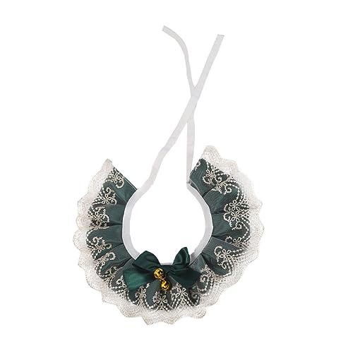 Levemolo Katze Hund Spitzenschal Katze Krawatten Haustierhalsband Kitten Halsband Silvester Party verstellbares Katzenhalsband Spitzenhalsband für Welpen Baumwolle Polyester Green von Levemolo